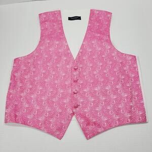 Mens Medium Hot Pink Paisley Formal Vest Prom Wedding Tuxedo Mel Howard New York